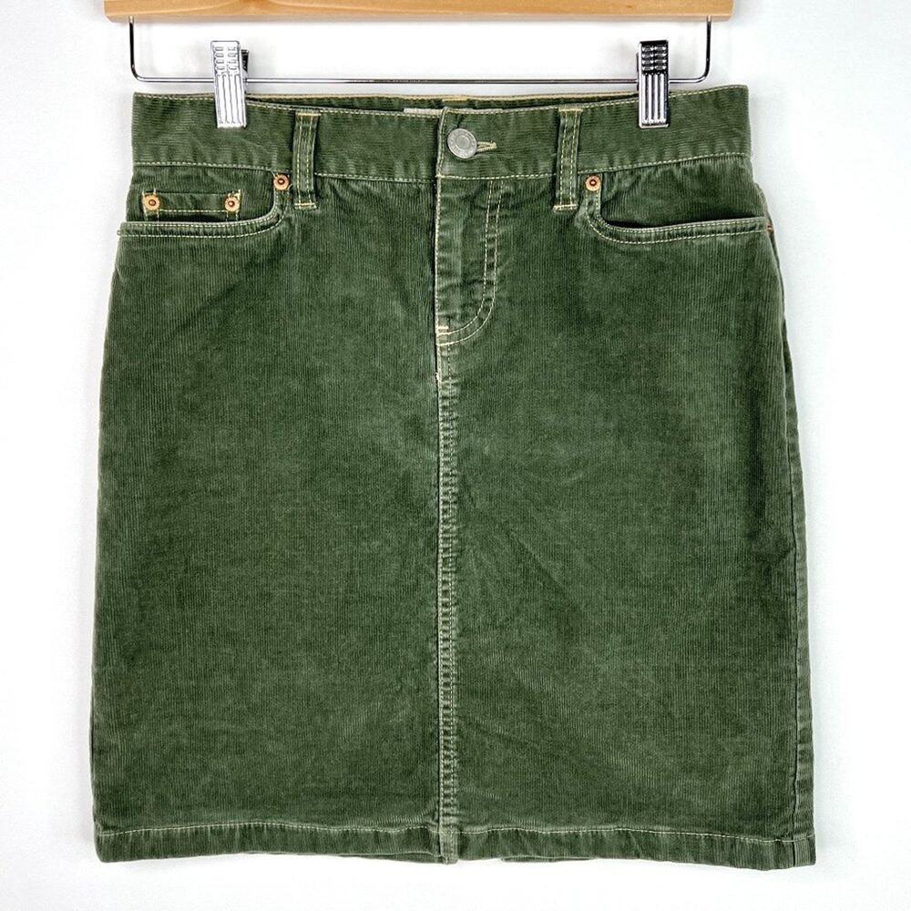 Old Navy Stretch Olive Green Corduroy Skirt